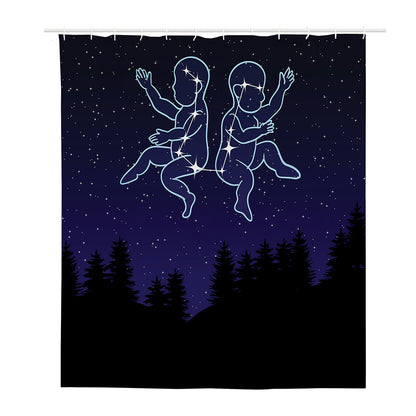 Gemini Constellation Print Polyester Shower Curtain