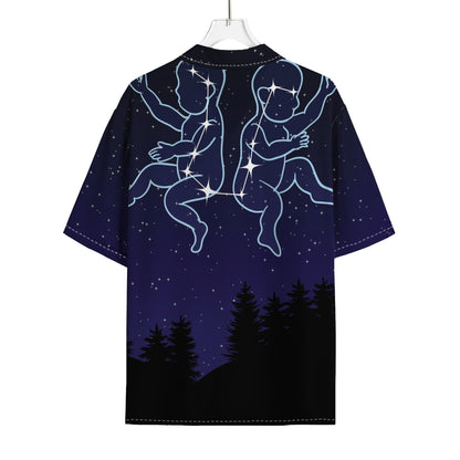 Gemini Constellation Print Rayon Hawaiian Shirt