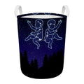 Gemini Constellation Print Round Laundry Basket