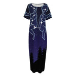 Gemini Constellation Print Short Sleeve Long Nightdress