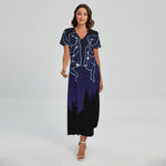 Gemini Constellation Print Short Sleeve Maxi Dress