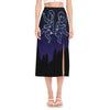 Gemini Constellation Print Side Slit Midi Skirt