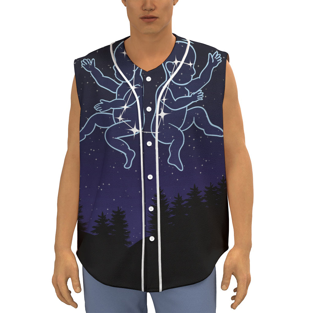 Gemini Constellation Print Sleeveless Baseball Jersey