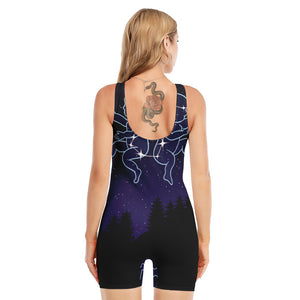 Gemini Constellation Print Sleeveless One Piece Swimsuit