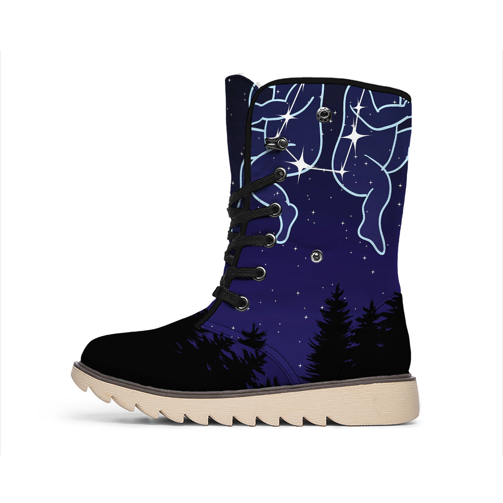 Gemini Constellation Print Winter Boots