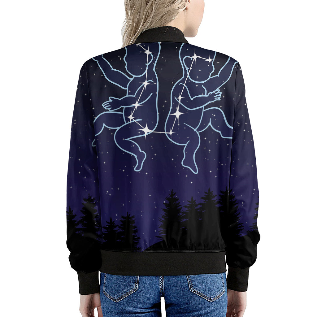 Gemini Constellation Print Women's Bomber Jacket