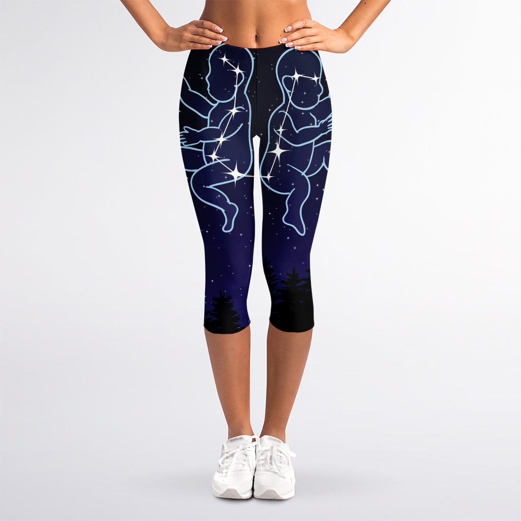 Gemini Constellation Print Women's Capri Leggings