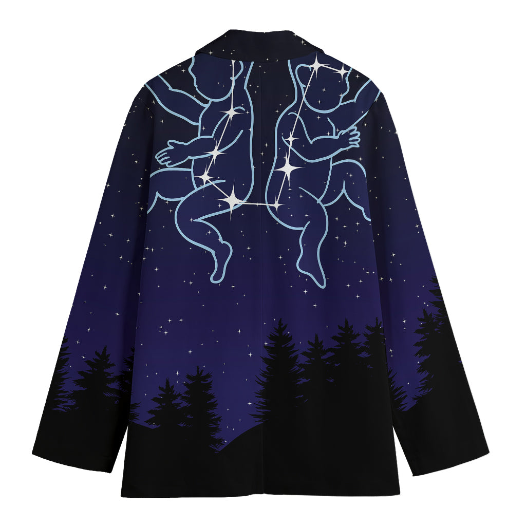 Gemini Constellation Print Women's Cotton Blazer