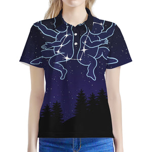 Gemini Constellation Print Women's Polo Shirt