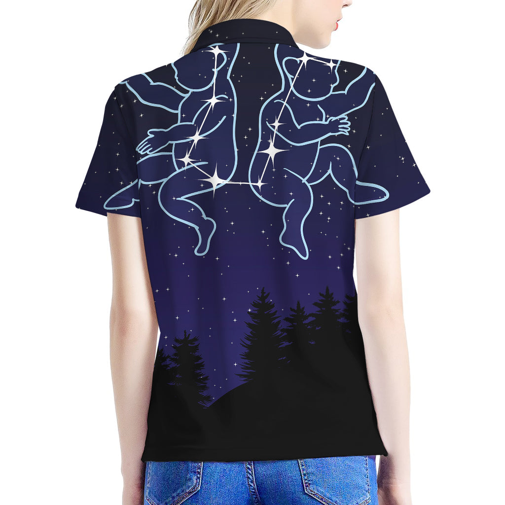 Gemini Constellation Print Women's Polo Shirt