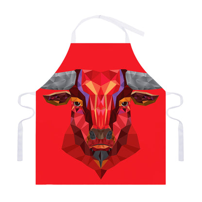 Geometric Bull Skull Print Adjustable Apron