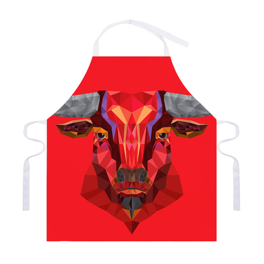 Geometric Bull Skull Print Adjustable Apron