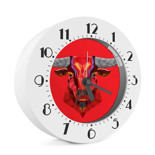 Geometric Bull Skull Print Alarm Clock
