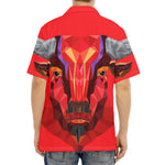 Geometric Bull Skull Print Aloha Shirt