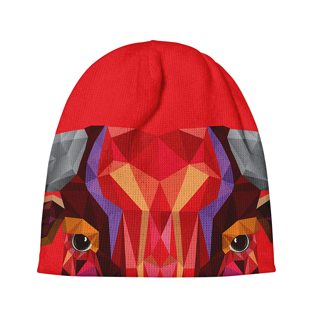 Geometric Bull Skull Print Beanie