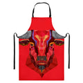 Geometric Bull Skull Print Bib Apron With Pocket