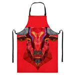 Geometric Bull Skull Print Bib Apron With Pocket