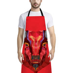 Geometric Bull Skull Print Bib Apron With Pocket