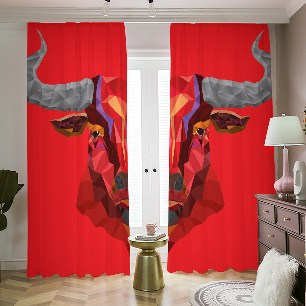 Geometric Bull Skull Print Blackout Pencil Pleat Curtains