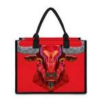 Geometric Bull Skull Print Canvas Tote Bag