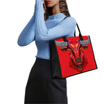 Geometric Bull Skull Print Canvas Tote Bag