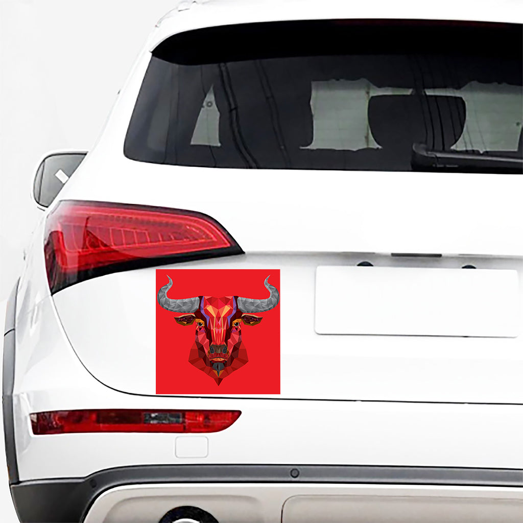 Geometric Bull Skull Print Car Sticker