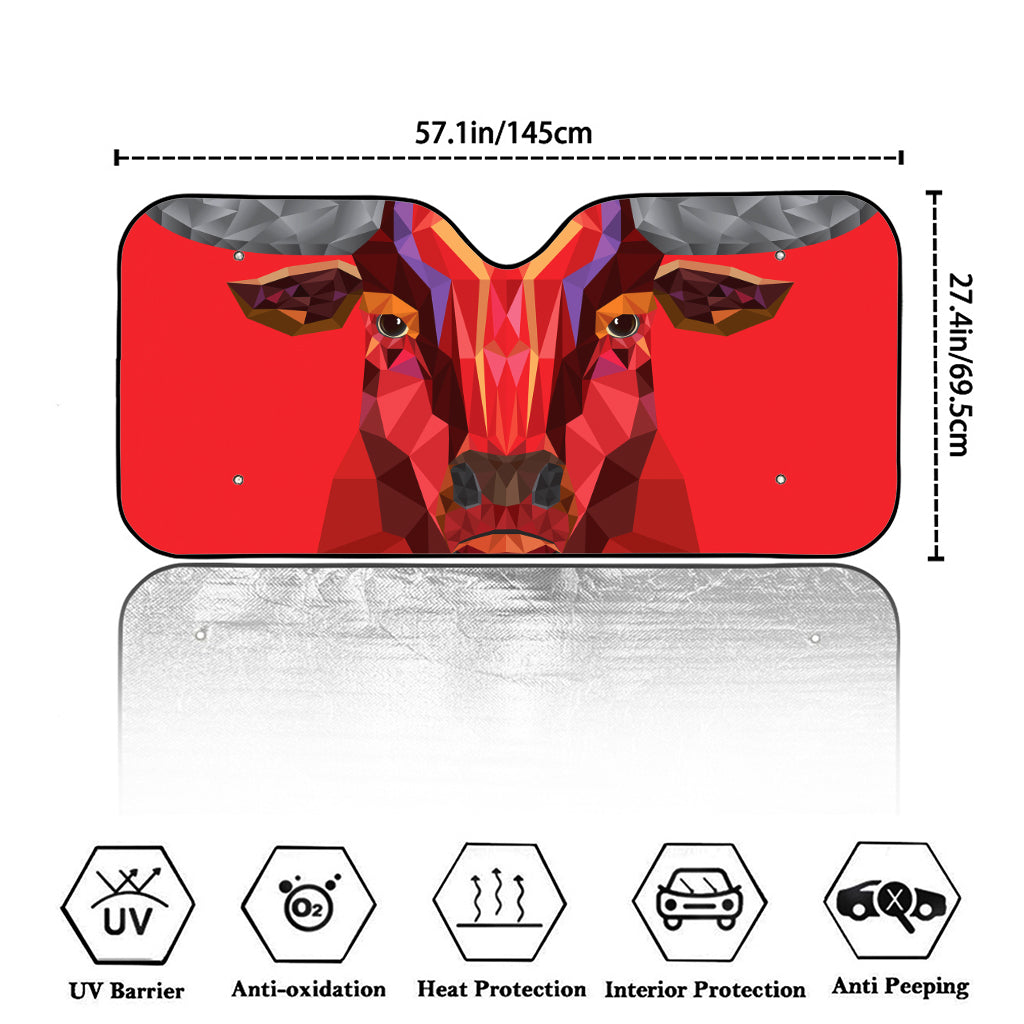 Geometric Bull Skull Print Car Windshield Sun Shade