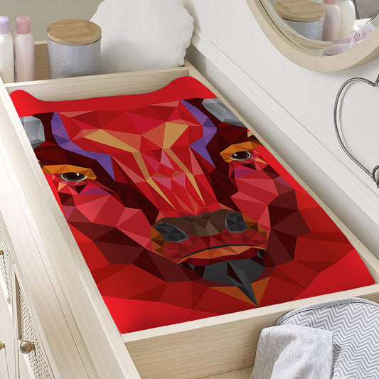 Geometric Bull Skull Print Changing Pad Cover