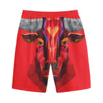 Geometric Bull Skull Print Cotton Shorts