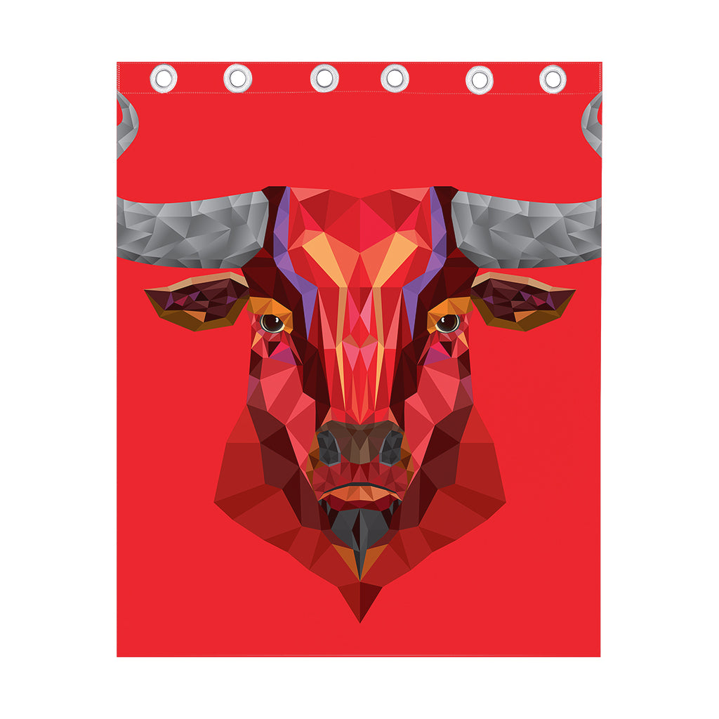 Geometric Bull Skull Print Curtain