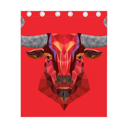 Geometric Bull Skull Print Curtain
