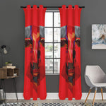 Geometric Bull Skull Print Curtain