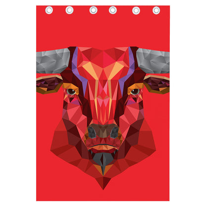 Geometric Bull Skull Print Curtain