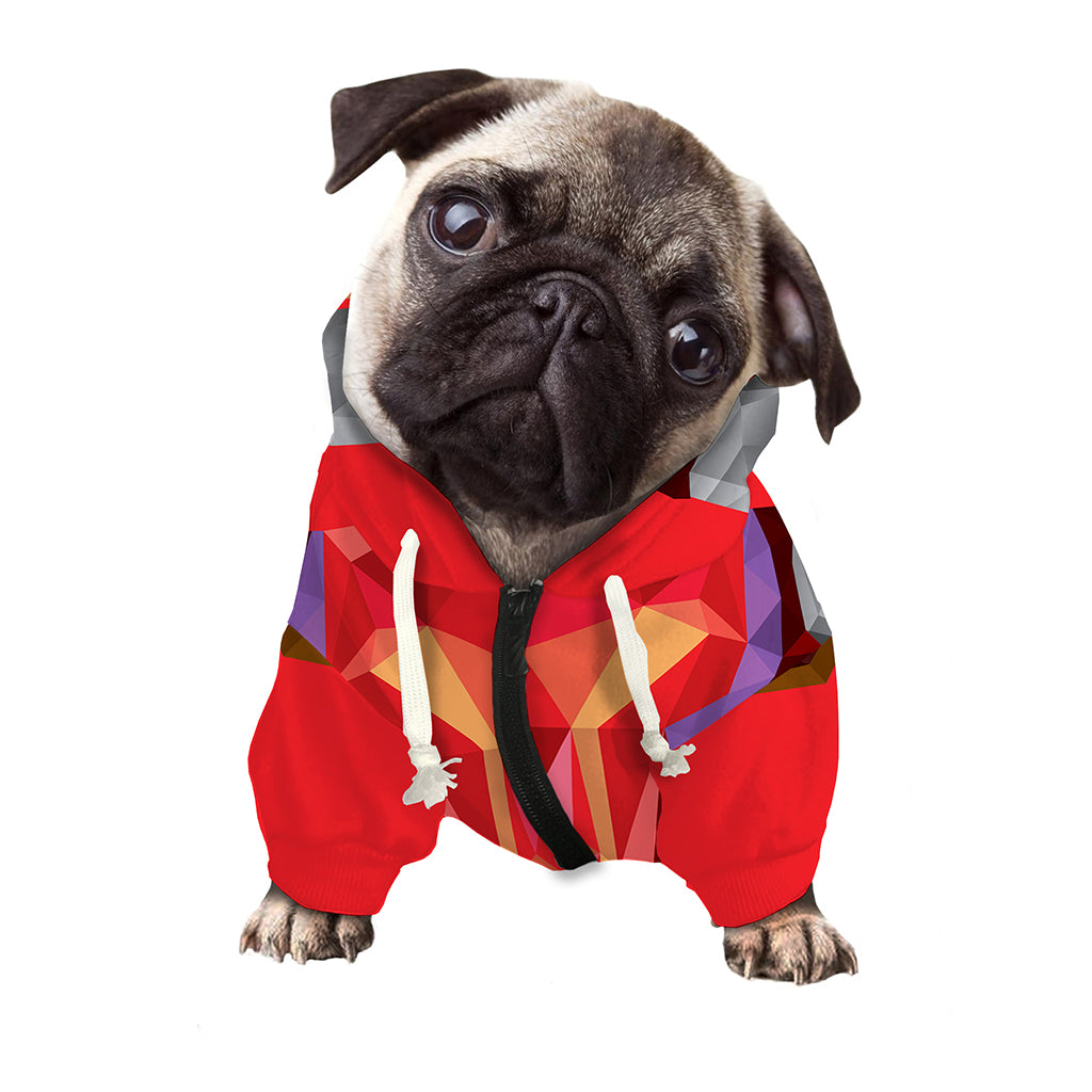 Geometric Bull Skull Print Dog Zip Up Hoodie