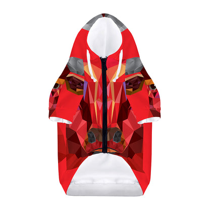 Geometric Bull Skull Print Dog Zip Up Hoodie