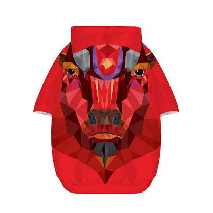 Geometric Bull Skull Print Dog Zip Up Hoodie