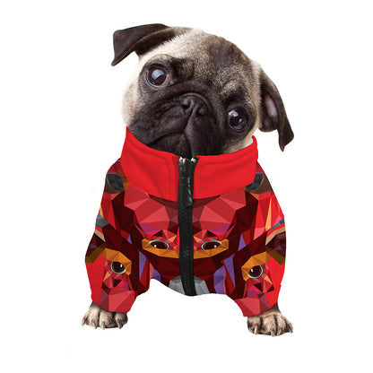 Geometric Bull Skull Print Dog Zip Up Jacket