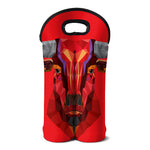 Geometric Bull Skull Print Double Neoprene Wine Tote