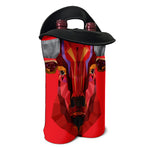 Geometric Bull Skull Print Double Neoprene Wine Tote
