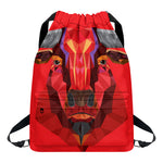 Geometric Bull Skull Print Drawstring Backpack