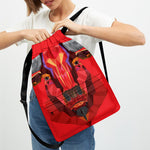 Geometric Bull Skull Print Drawstring Backpack