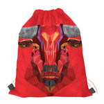 Geometric Bull Skull Print Drawstring Bag