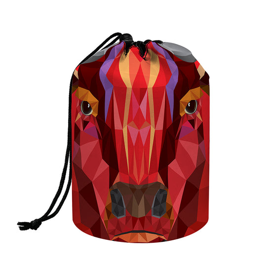 Geometric Bull Skull Print Drawstring Makeup Bag