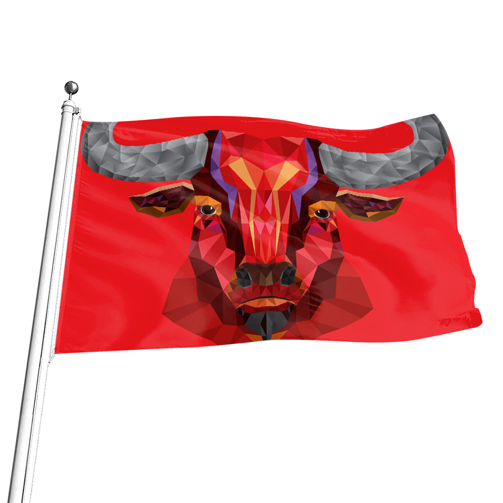 Geometric Bull Skull Print Flag