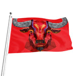Geometric Bull Skull Print Flag