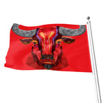 Geometric Bull Skull Print Flag