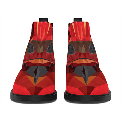 Geometric Bull Skull Print Flat Ankle Boots