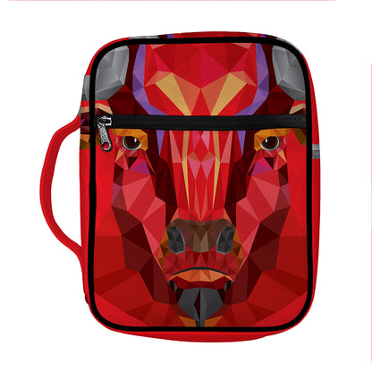 Geometric Bull Skull Print Front Pocket Bible Bag