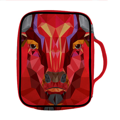 Geometric Bull Skull Print Front Pocket Bible Bag