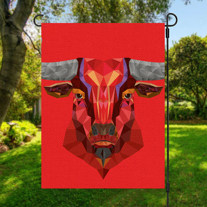 Geometric Bull Skull Print Garden Flag